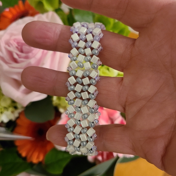 Seed bead woven Wedding Bracelet - Picture 5 of 5
